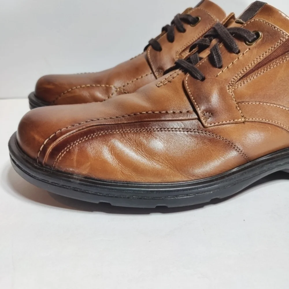 Clarks Men's Gessler Lace Formal Dress Brown Leather Oxford Shoes Size 14